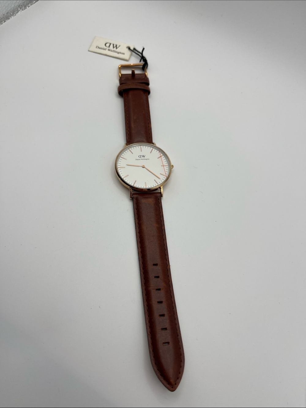 Daniel Wellington Women’s Brown Leather Watch with White Dial and Gold Case